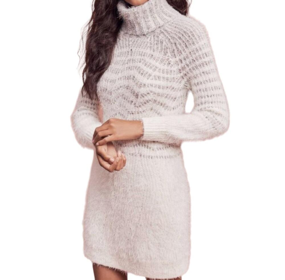 Anthropologie Sleeping On Snow Sweater Dress Large Eyelash Cozy Soft